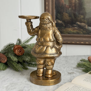 Gold Santa Candle Holder Figurine w/ votive