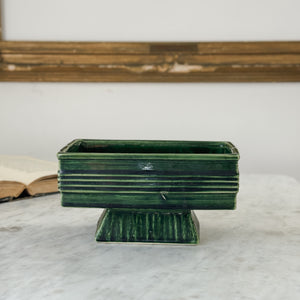 Vintage green footed pottery planter.