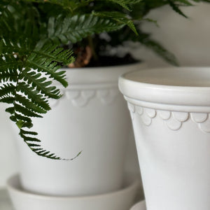 
                
                    Load image into Gallery viewer, Matte White Scallop Planter.
                
            