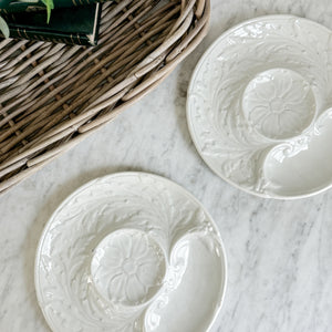 Antique white ironstone oyster plate - FRANCE