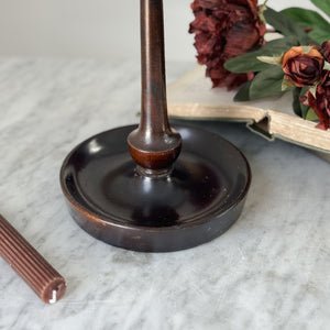 Vintage dark wood taper candleholder
