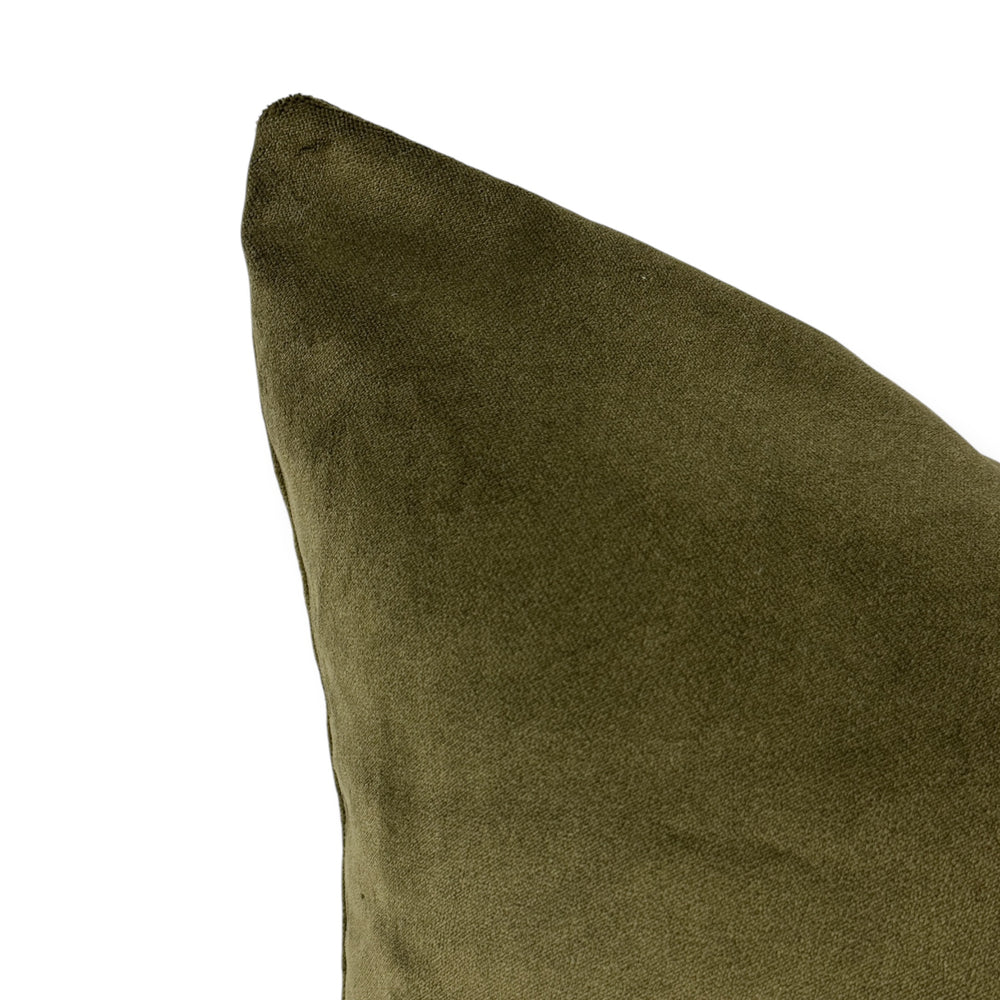 Olive Green 22" Velvet Pillow Cover