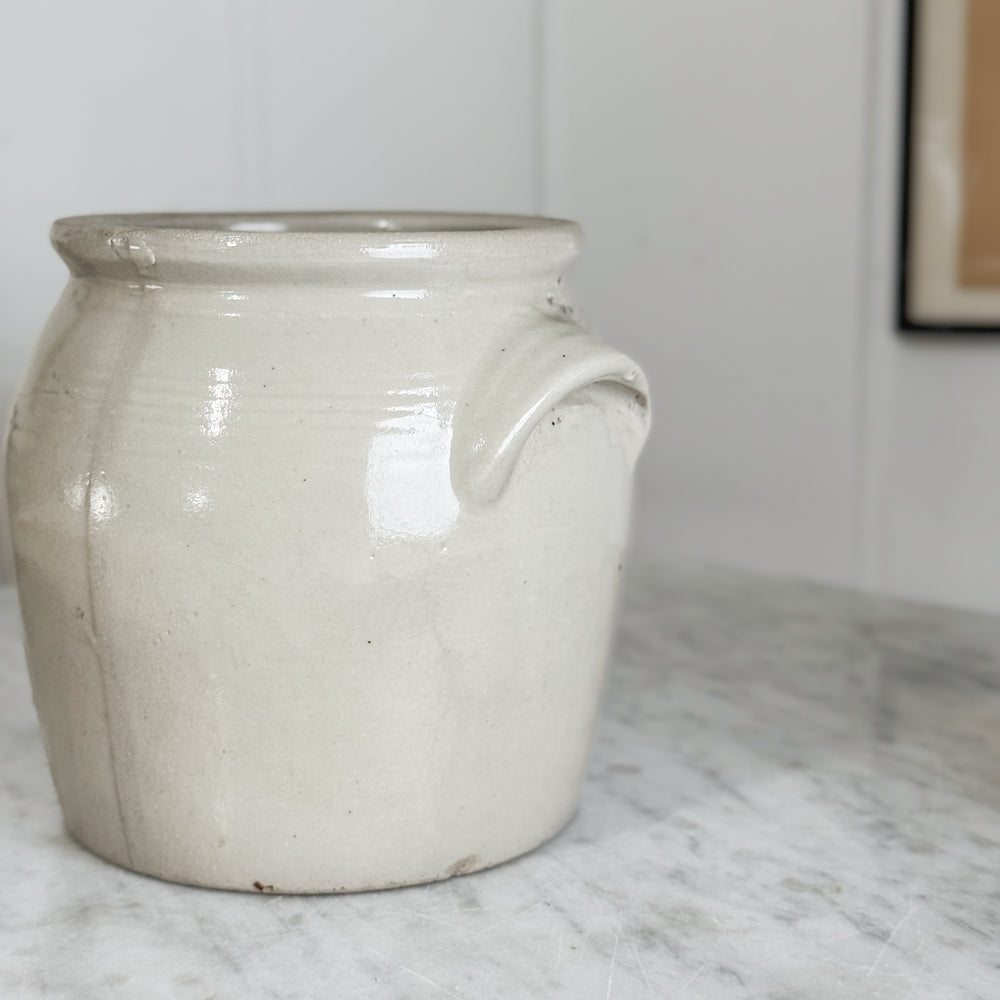 Antique Cream Confit Pot Small - FRANCE