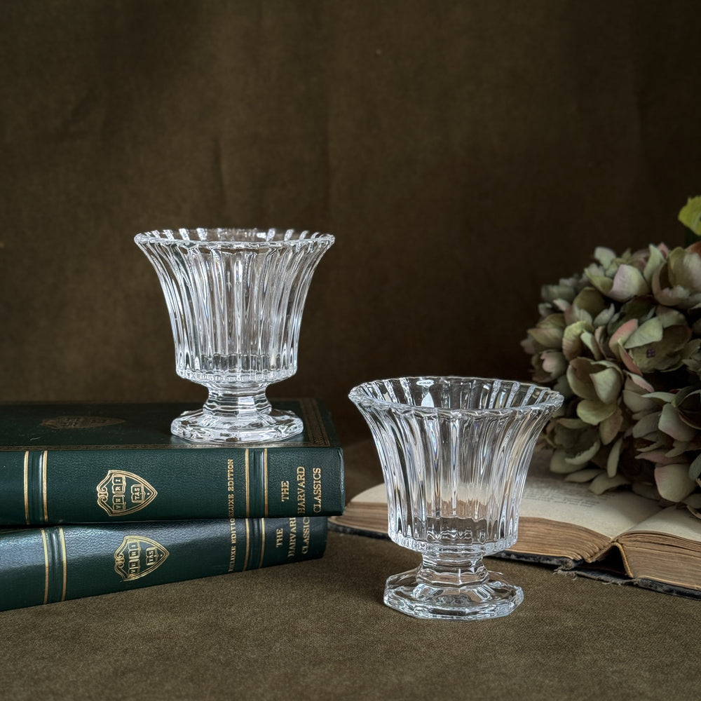 Flared rib glass urn.