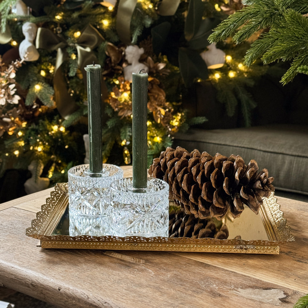 Vintage gold mirror vanity tray.