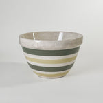 Vintage green striped ironstone bowl - England