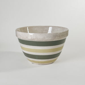 Vintage green striped ironstone bowl - England