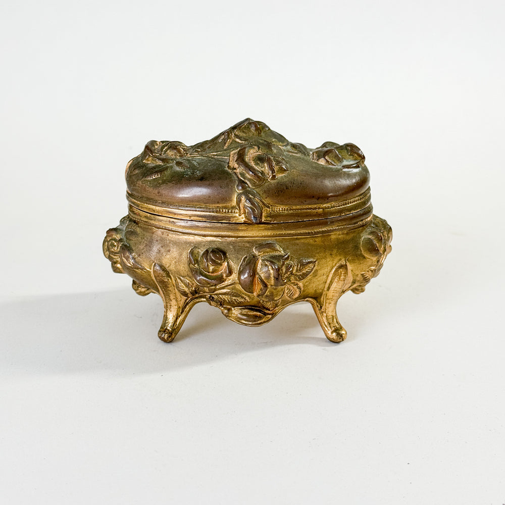 Vintage brass jewellery casket