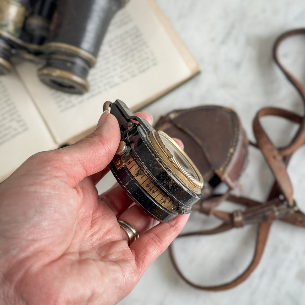 Vintage Metal Compass in Leather case