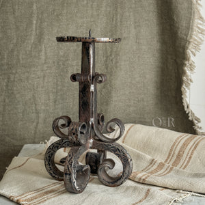 Vintage iron Brutalist candleholder