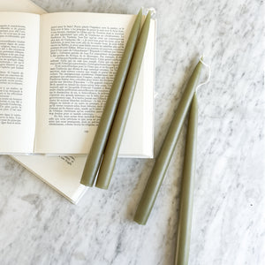 12" Danish Taper Candles - Olive.