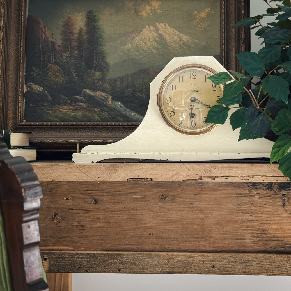 Vintage white and brass mantel clock