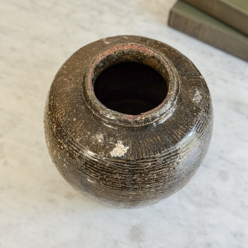 Vintage Brown Bean Pot I