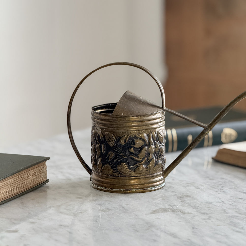 Vintage brass flower watering can.