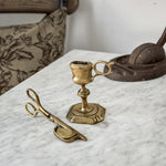 Vintage brass England candle snuffer with stand.