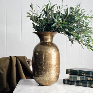 Vintage brass tall tapered vase.