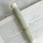 Vintage Large Green Carved Stone and White Calligraphy Brush