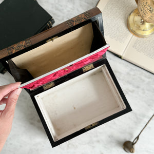 Vintage wood inlaid trunk jewellery box