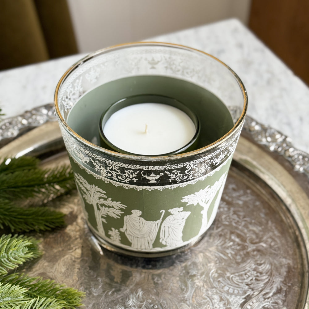 vintage wedgewood glass ice bucket.