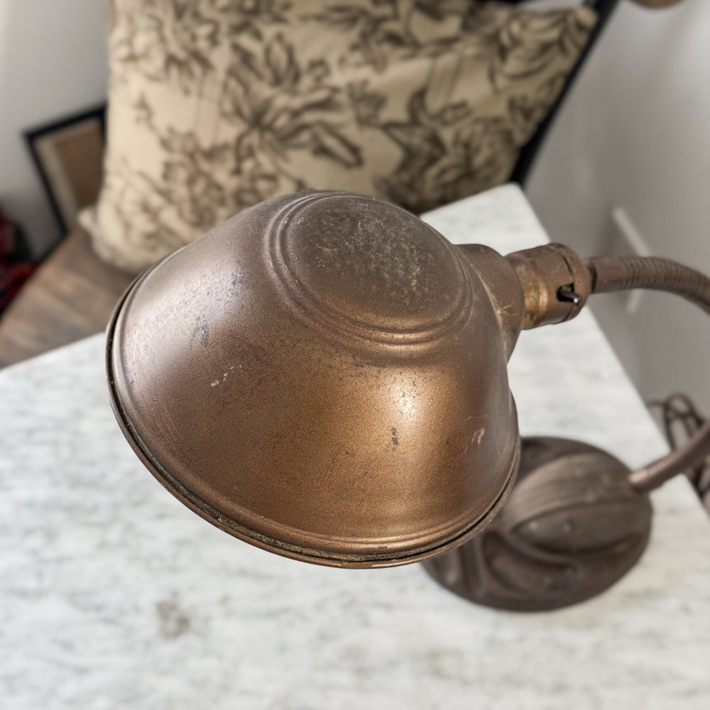 Vintage Copper Metal Desk Lamp