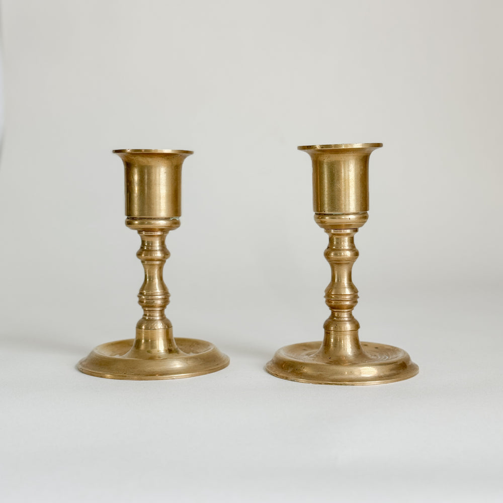 Vintage Small Brass Taper Pair