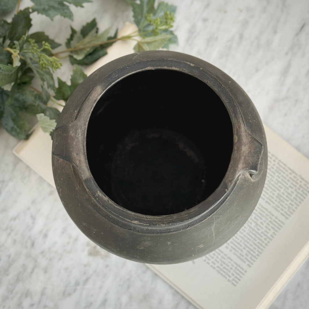 Vintage Black Pot with Handles.