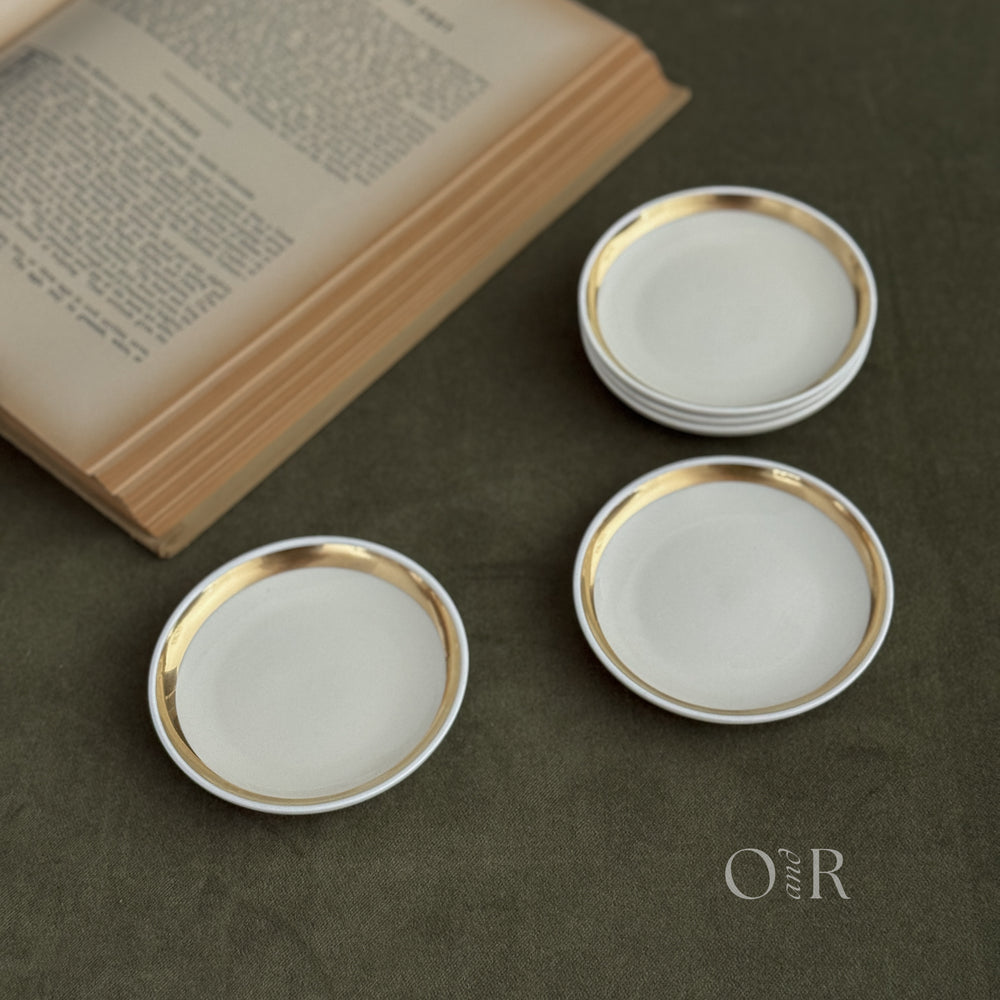 Vintage Ironstone Dish with Gold Rim