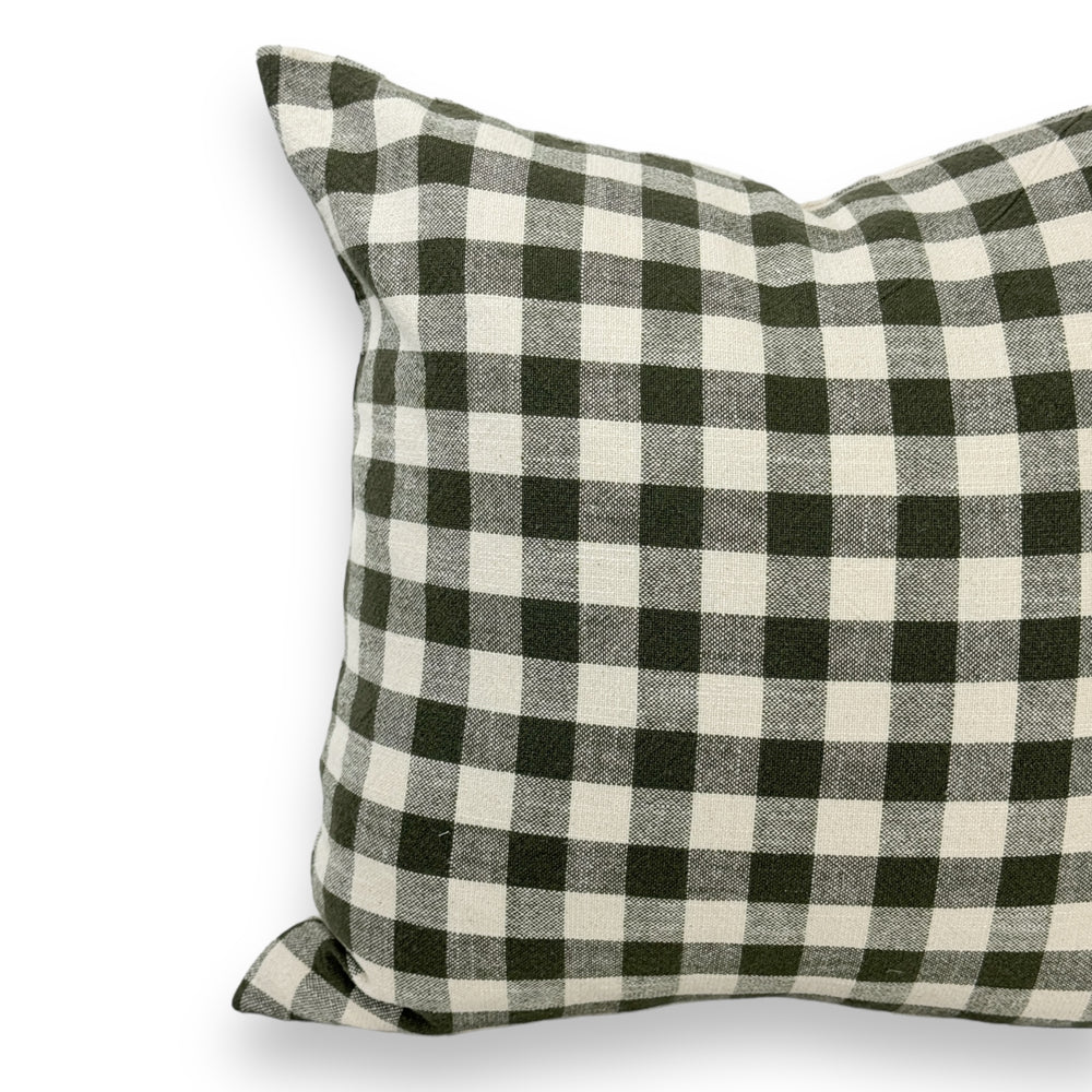 Olive Gingham Pillow Cover- Multiple Sizes