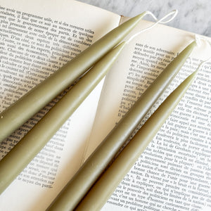 12" Danish Taper Candles - Olive.