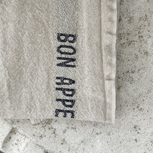 Linen Tea Towel - Bon Appetit Black.