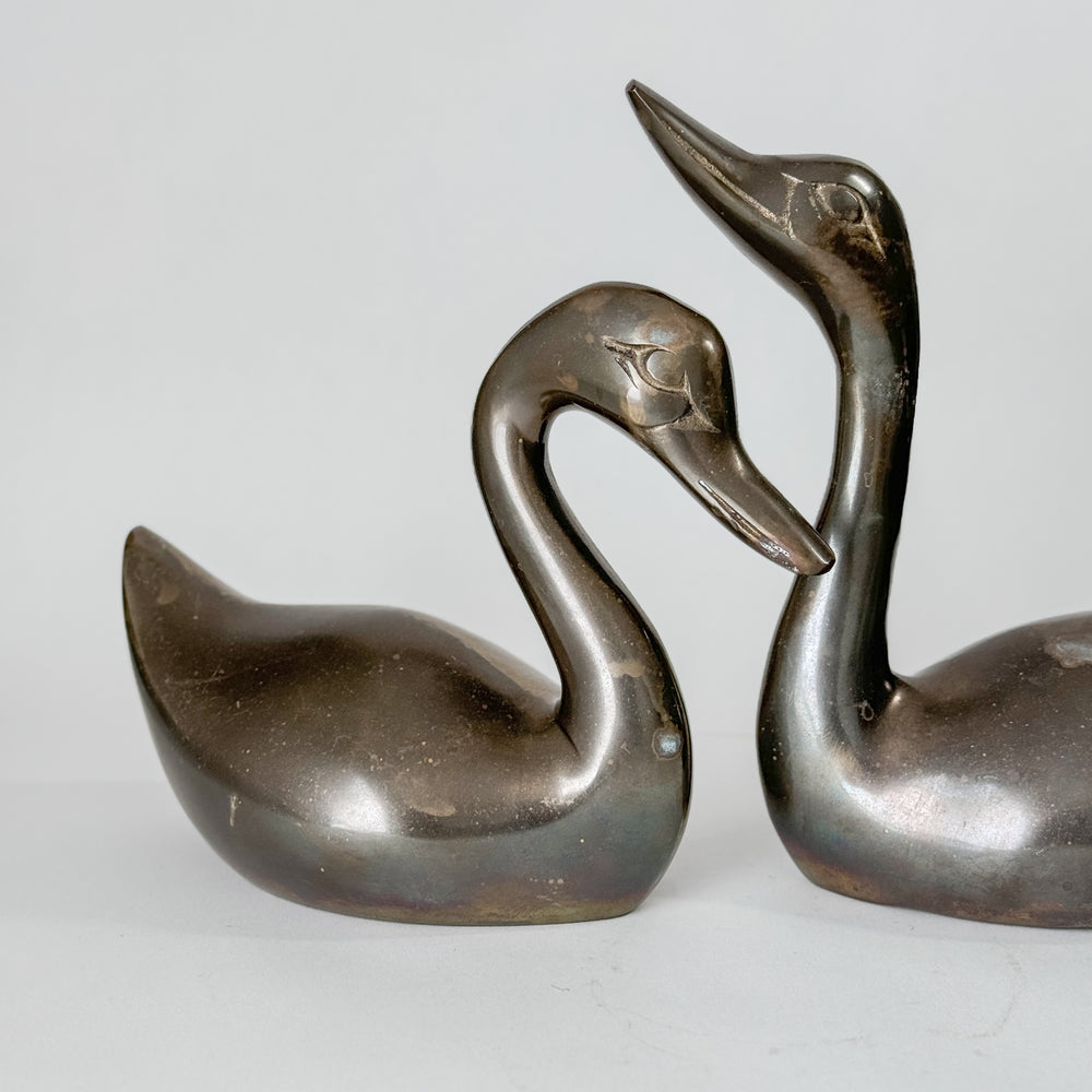 Vintage Brass Swans.