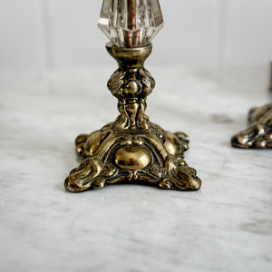 Vintage Glass and Metal Taper Pair