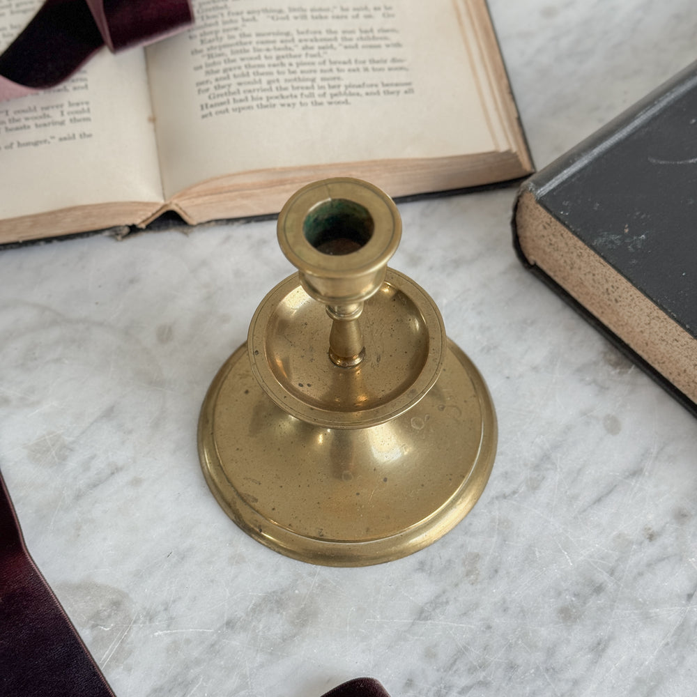 Vintage brass double rim taper candleholder.