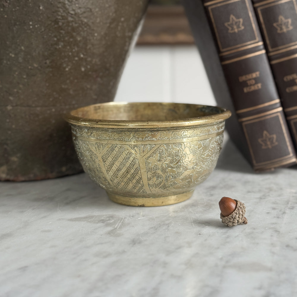 Vintage brass etched bowl.