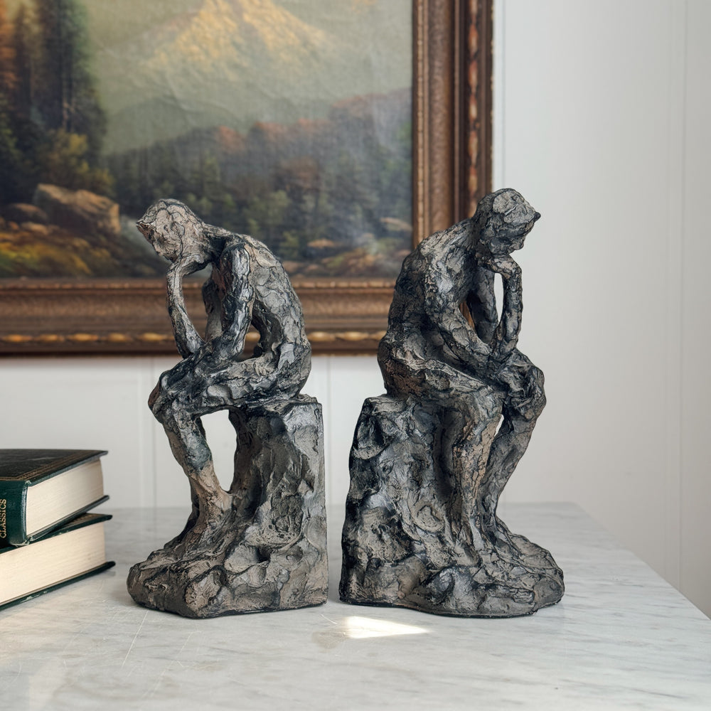 Vintage Resin The Thinker bookend pair