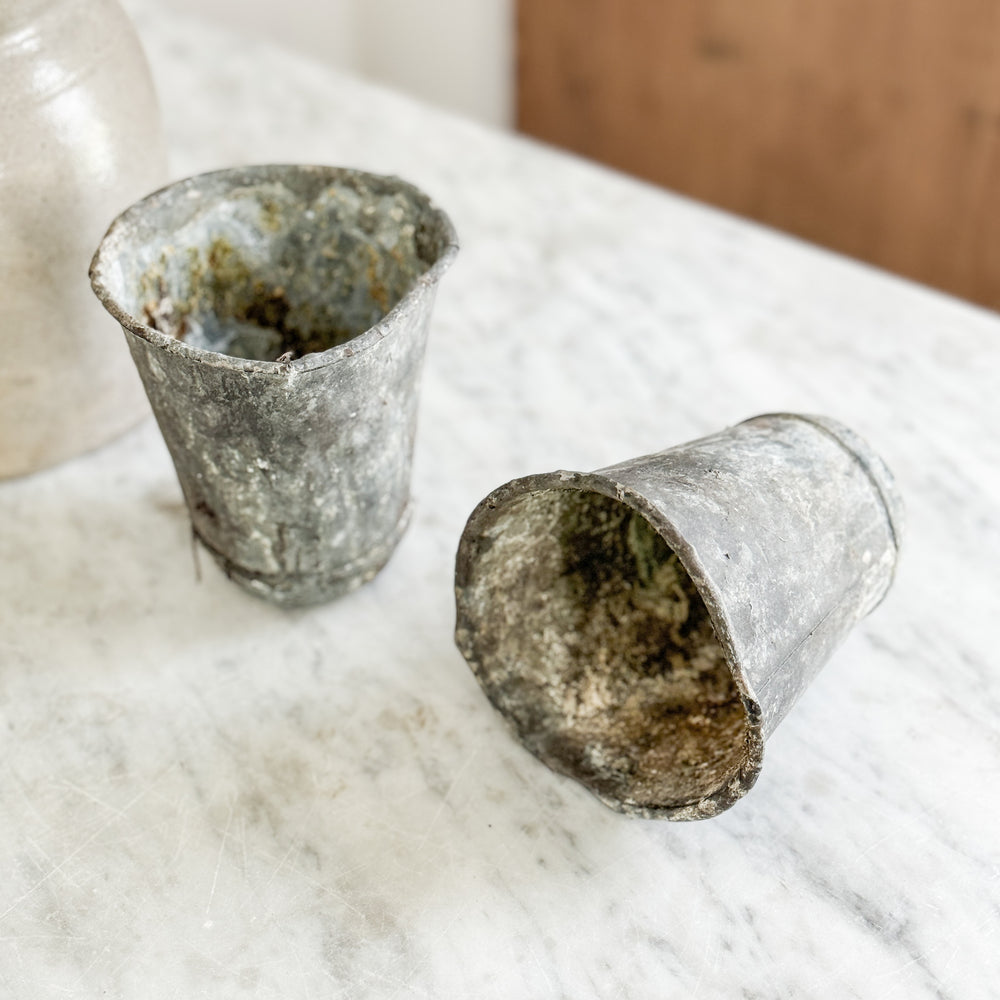 Vintage Zinc Seedling Pots.