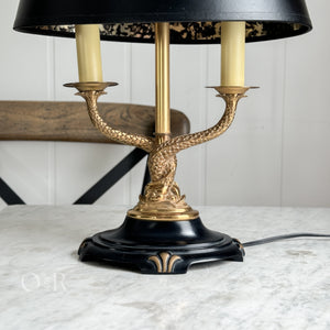 Vintage Black Brass Double Fish Lamp