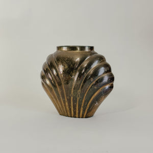 Vintage brass scallop vase