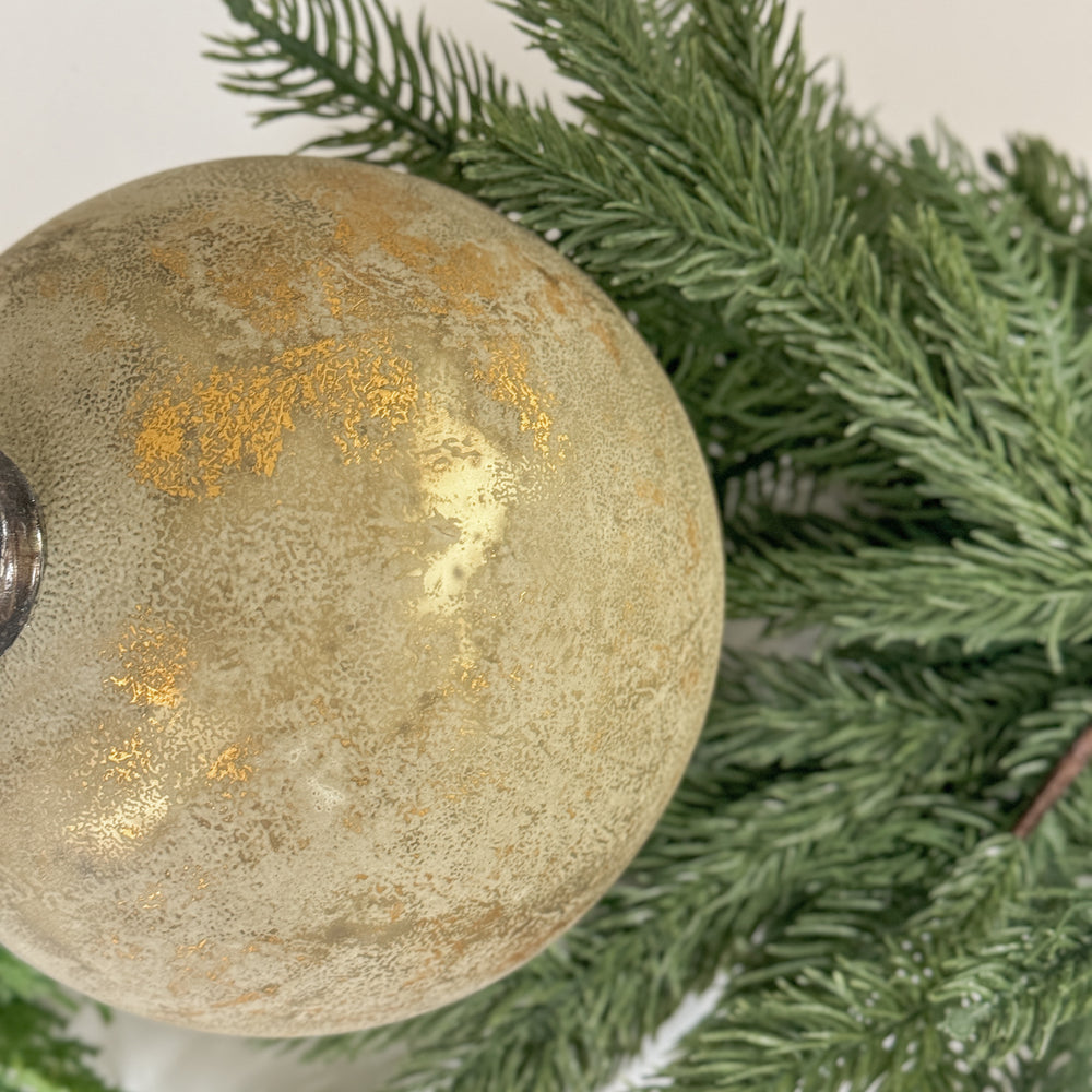 Oversize Green and Gold Frosted Ball Ornament