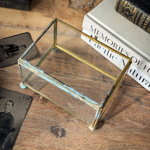 Vintage Glass and Brass Hinged Box
