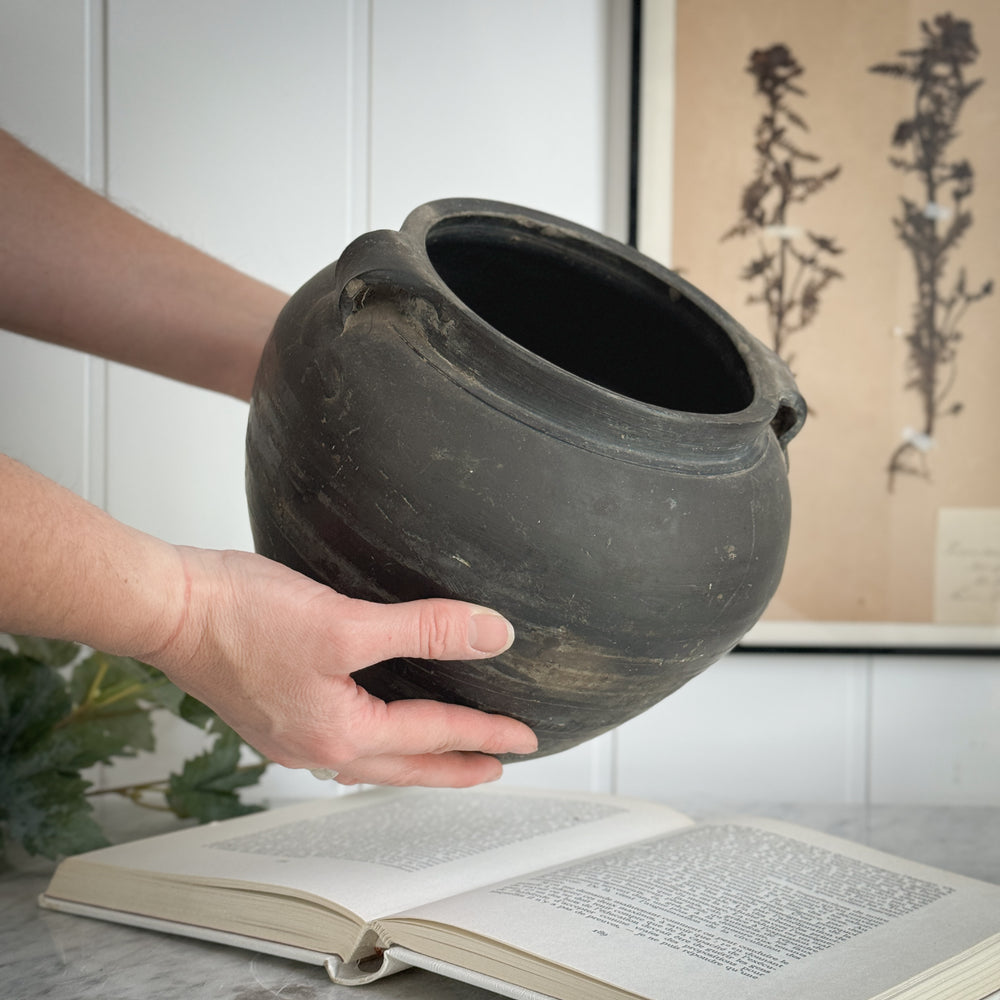 Vintage Black Pot with Handles.