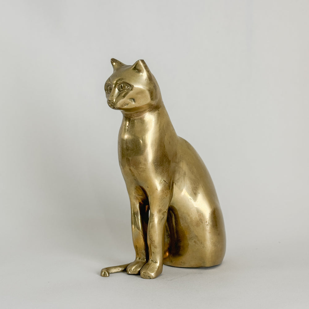 Vintage Brass Standing Cat