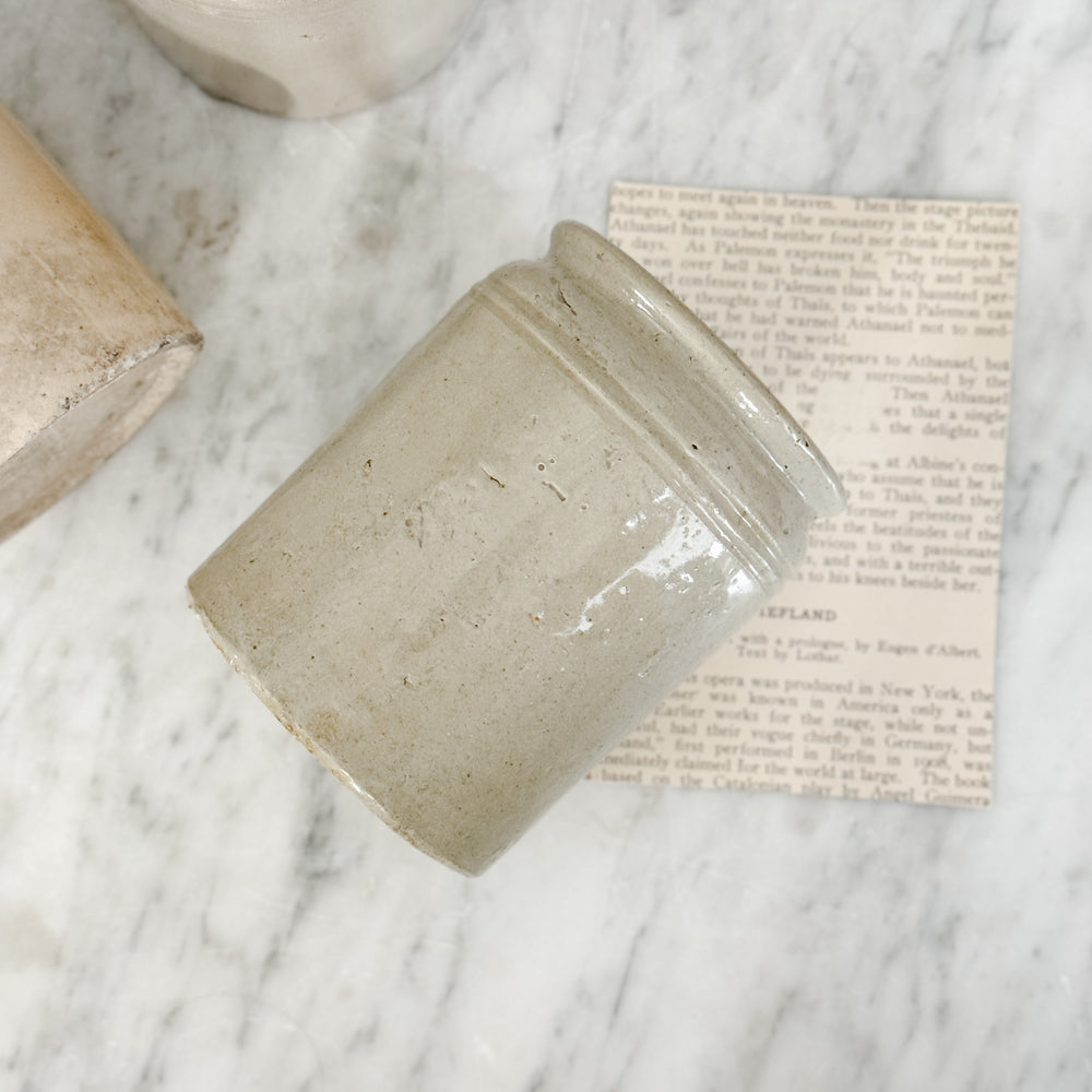 Antique Victorian stoneware rolled crock jar