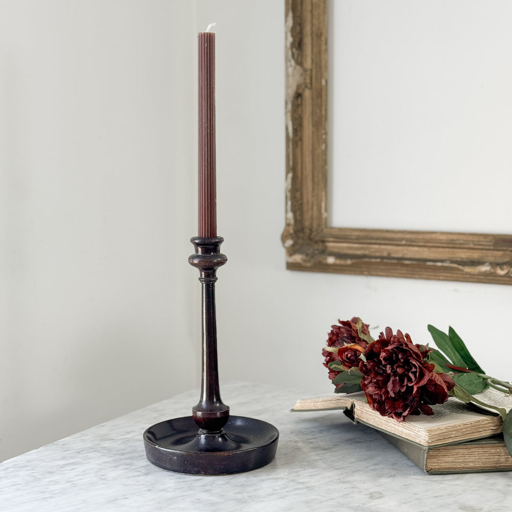 Vintage dark wood taper candleholder