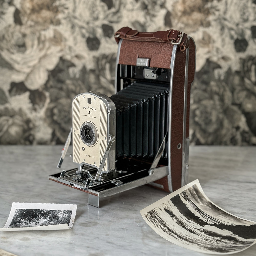 Vintage brown Polaroid land camera.