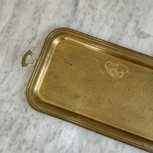 Vintage Brass Rectangular Tray with Handle