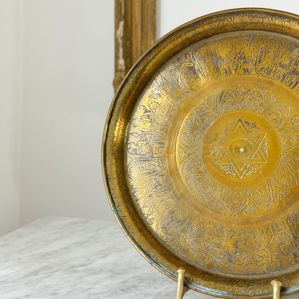 Vintage brass Ponja Thali tray