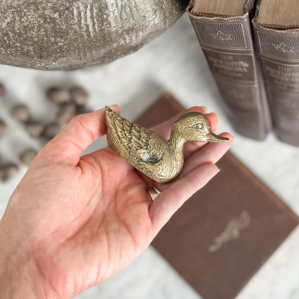 Vintage Small Brass Duck.