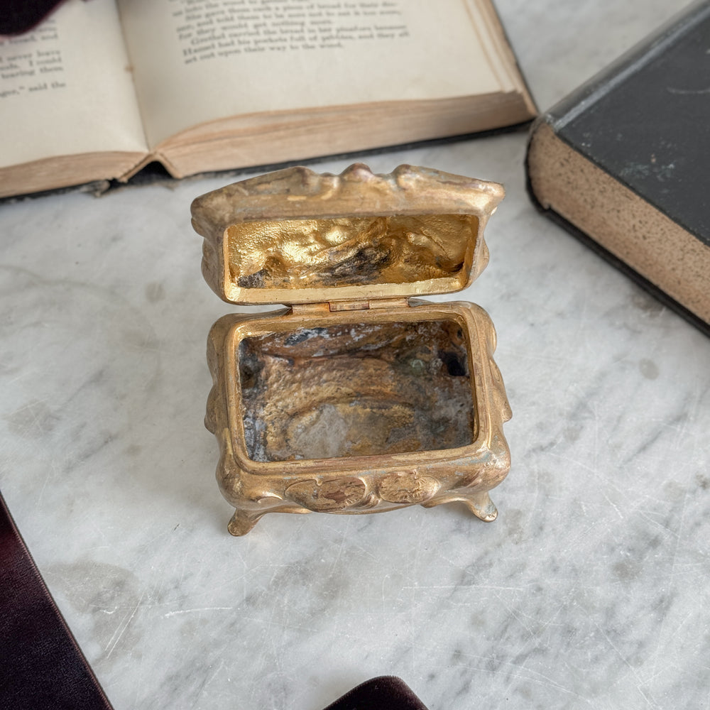 Vintage gold jewellery casket.