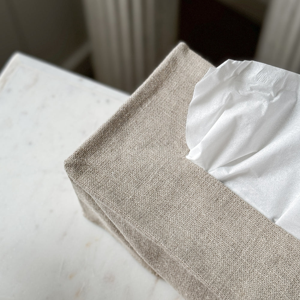 Linen tissue box cover